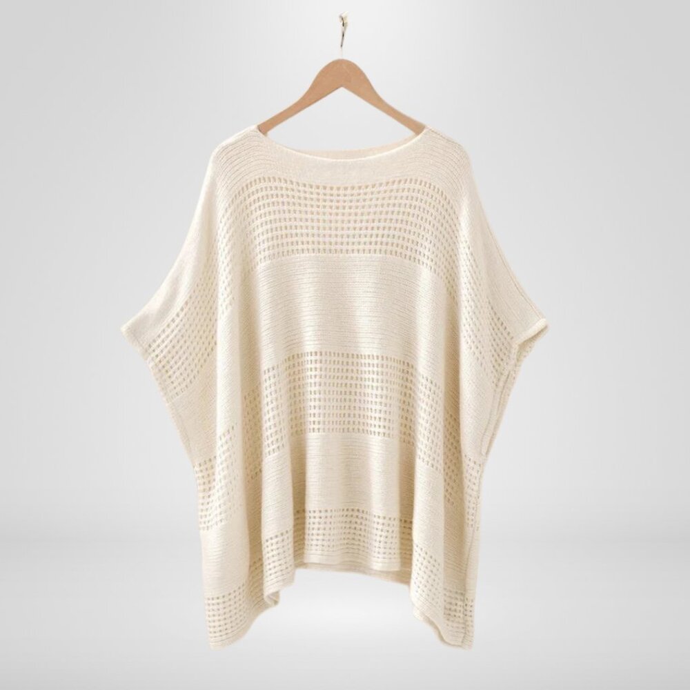 NWT - Effortlessly Relaxed Ivory Knit Poncho - One Size